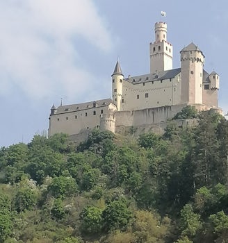 Castle along middle Rhine, seen from boat while cruising