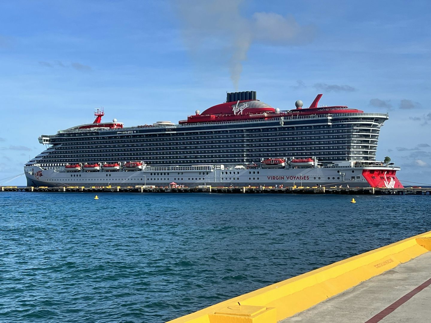 The Scarlet Lady as viewed from the pier at Costa Maya, Mexico.