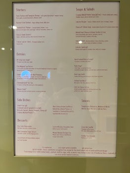 Prime C specialty restaurant menu