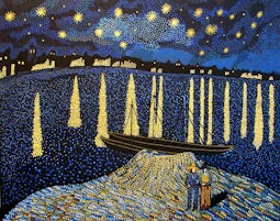 My husband's pointillism of Starry Night on the Rhone and it looks JUST like this with thanks to VVG. 