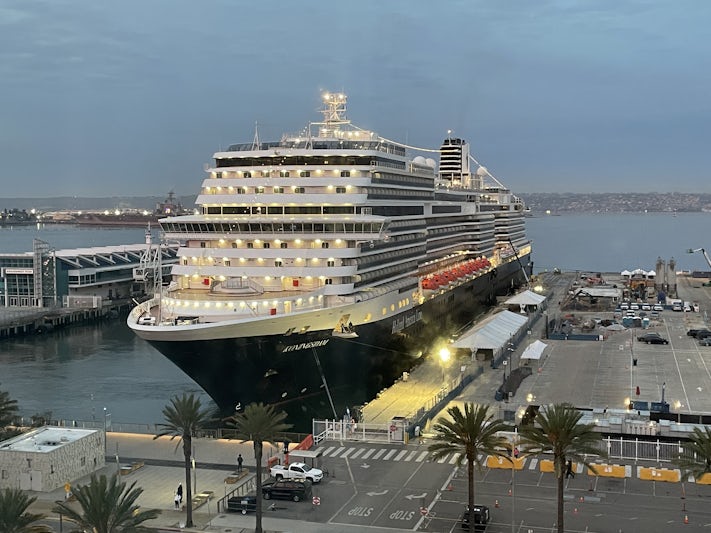 Koningsdam seen from our hotel window in San Diego.