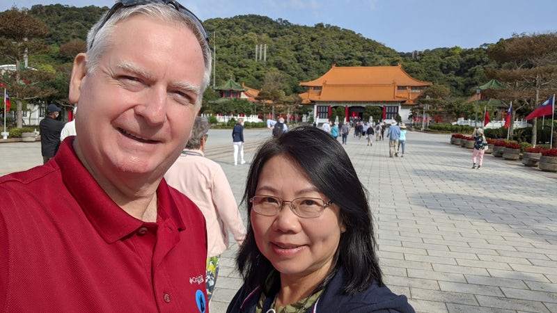 Bill and JoJo at Martyr's Temple in Taipei.