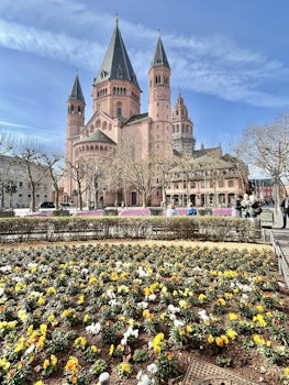 View of the church in Mainz, Germany, near the Gutenberg museum