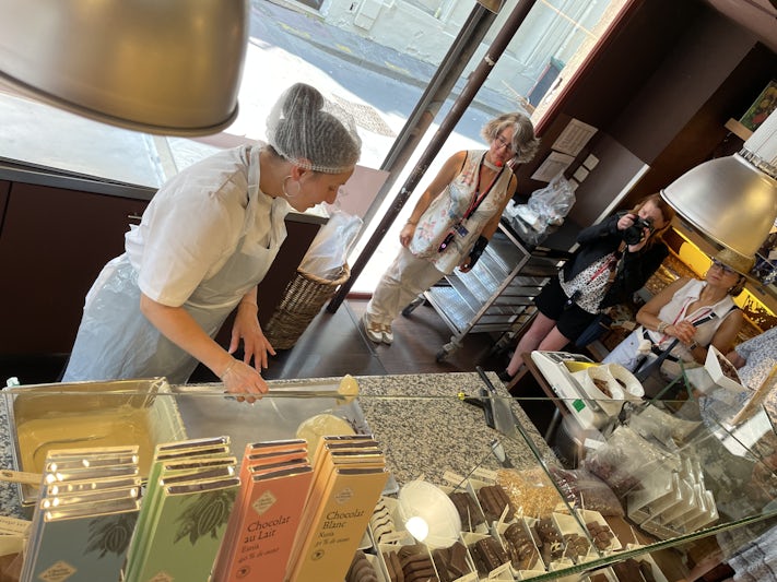 During the "Taste Of Normandy" excursion/tour we watched chocolate get made and enjoyed a bit too.