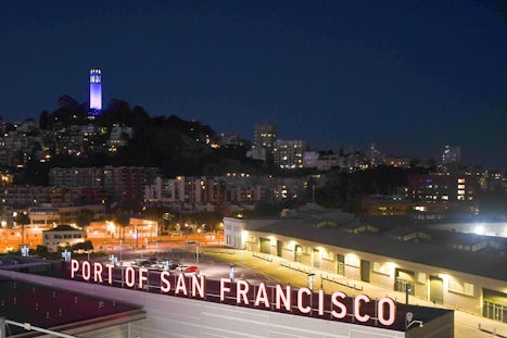 Port of San Francisco as seen from our Balcony ... note that Coit Tower is highlighted in the Ukraine flag's colors