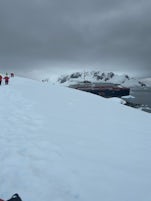 View of ship while snowshoeing