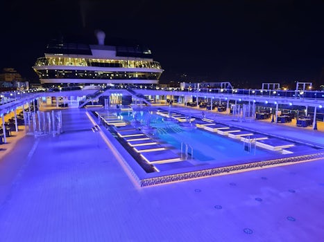 Main pool in the evening 
