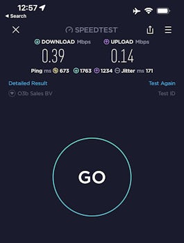 Current internet speed on the ship's wifi.