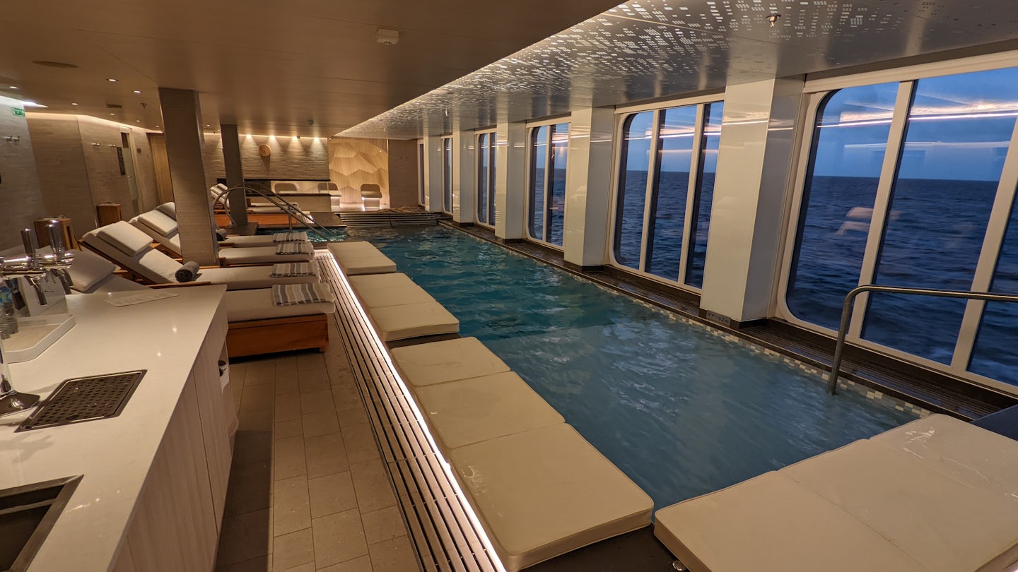 I really liked the way the thermal suite in the spa on Viking Octantis had picture windows that looked out to the water.  On the other Viking Ocean ships, there are no windows in the thermal suite.