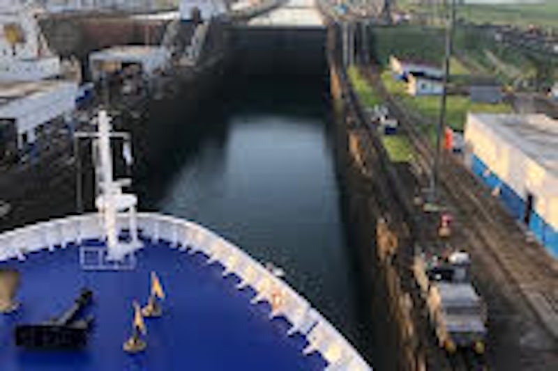 Ship entering first lock in Panama