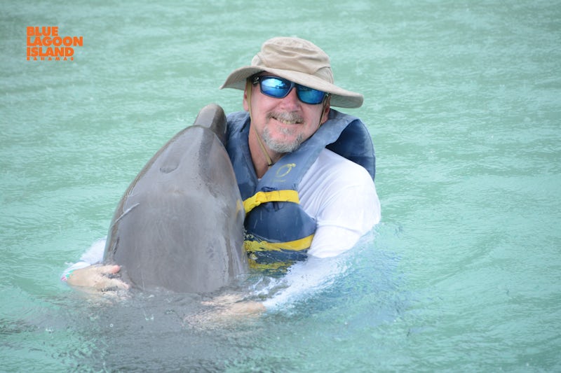 Swimming with Dolphins. Blue Lagoon, Nassau Bahamas