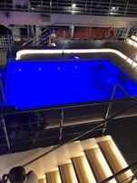 the ships pool lit up at night