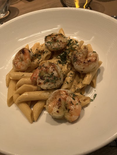 Great dish of pasta with shrimp