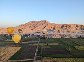 On the hot air balloon ride in Luxor over the Valley of the Kings