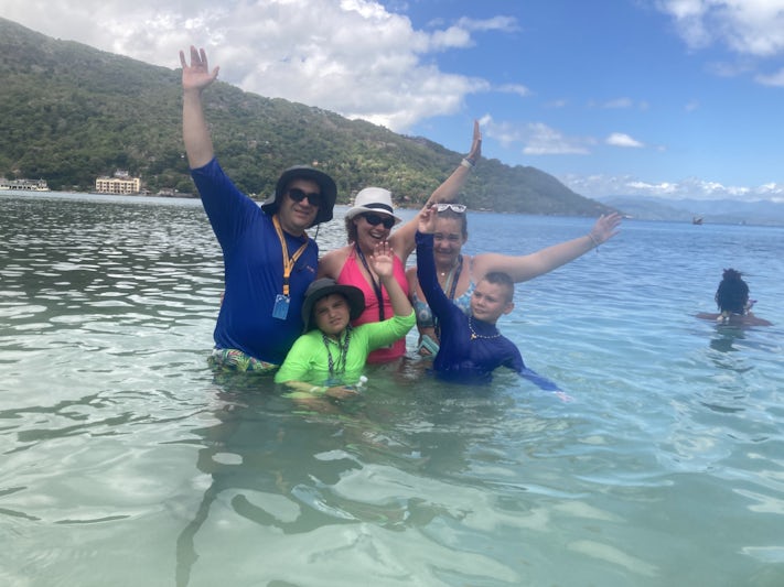Swimming during our kayak adventure on Labadee