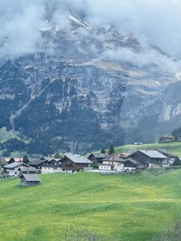 Quaint villages at the base of the Alps in Switzerland.