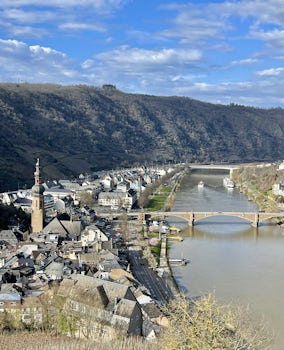 View of the Moselle river valley from the castle in Cochem, Germany