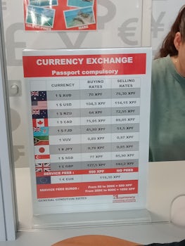 Currency exchange at Noumea terminal