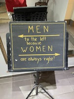 A sign seen at a restaurant 