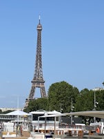 The Eiffel Tower, taken with an iPhone from the ship's sundeck while we were docked in Paris.