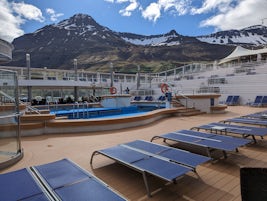 Quiet pool when ship is sailing away from Seydisfjordur.