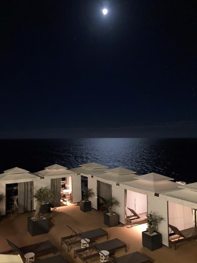 Overlooking Deck 11: Full Moon and Calm Sea