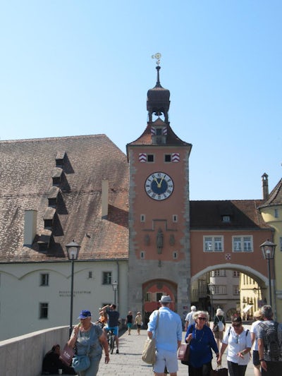 Entering city portal of Regensburg