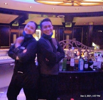 Our favorite bartender and bar waiter in the Ensemble Lounge