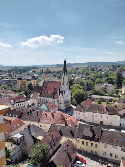 This is a picture of Melk, Austria, taken from the Melk Abbey.