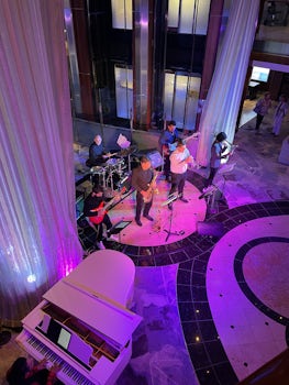Live music in Grand Foyer, ship’s orchestra. Big band music 