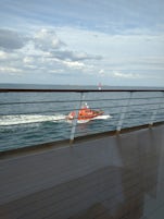Pilot boat guiding us out of the harbor.