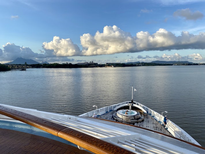 Departing Kuching - sailing down the Sarawak River to the open ocean