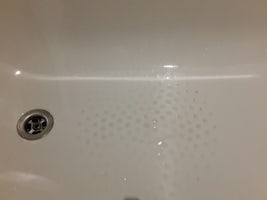 Residue from shower.  Mentioned to room steward.  Was advised to let the water run a few minutes.