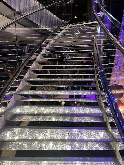 Diamond like glitz on the atrium stairs of 3 floors