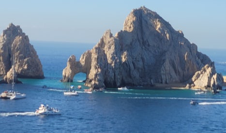 arch at Cabo San Lucas as NCL Bliss is headed to anchor out from land