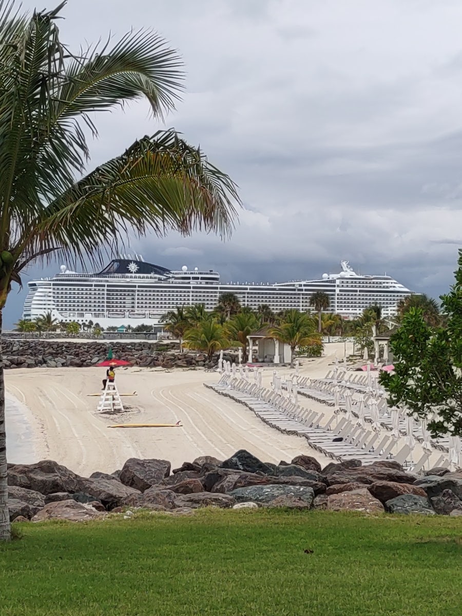 MSC Divina Ocean Cay Bahamas. This was taken from the lawn of the ocean house .