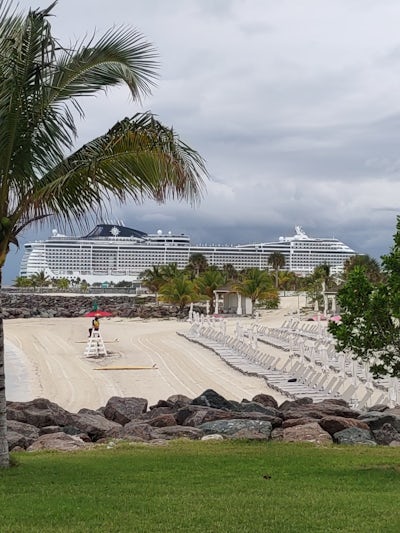 MSC Divina Ocean Cay Bahamas. This was taken from the lawn of the ocean house .