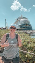 This is myself and the Disney Dream docked at Castaway Cay in the Bahamas. 