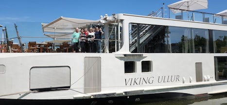 Six ladies in our group standing on the deck of the Viking Uller