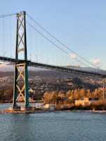 Embarkation from Vancouver - about to sail under the iconic Lions Gate bridge
