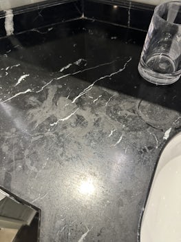 Water stained bath counter