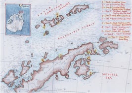 This map shows where we went. The Itinerary changed daily as weather systems made some areas too rough. The Captain and the expedition leader made great choices that made our excursions possible and brought us to fabulous landings. 
