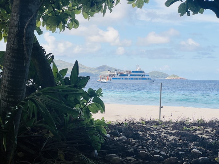 Picture of the ship from one f the many islands we visited 