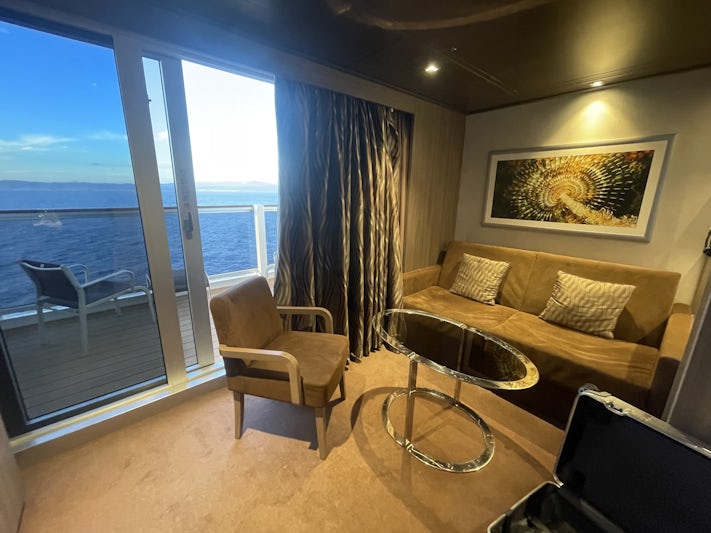 Sitting area of cabin on MSC Seaview in their Yacht Club category 