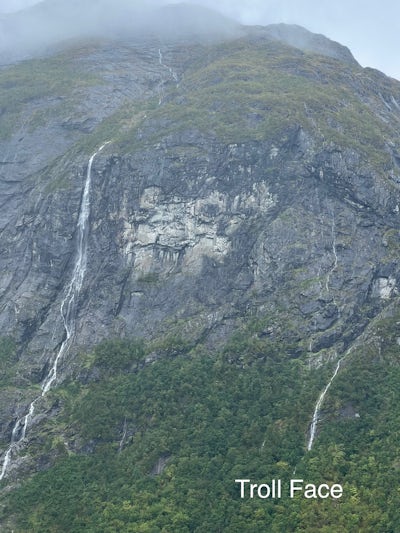 Troll face in Norway mountains outside Alesund Norway 
