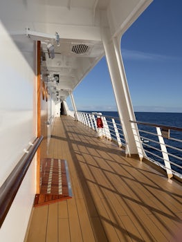 walking around the deck on a sunny day at sea