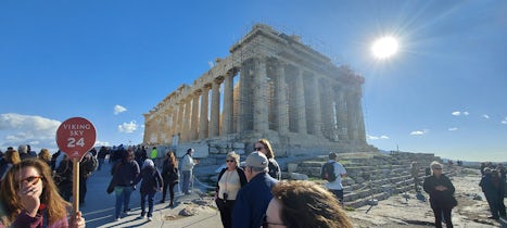 Yep, that's the Parthenon in Athens. Very majestic up close. Not crowded, but we were at season's end.