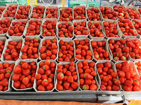 Alpine strawberries, being sold in open markets in the streets of Germany. 