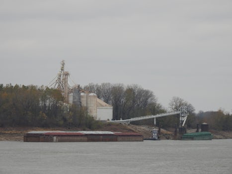 A barge loading facility between Hannibal and St. Louis, Missouri.