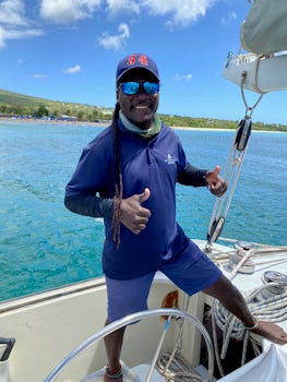 Our captain on the Catamaran Cruise To Nevis